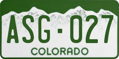 CO license plate ASG027