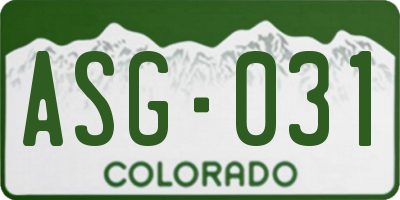 CO license plate ASG031