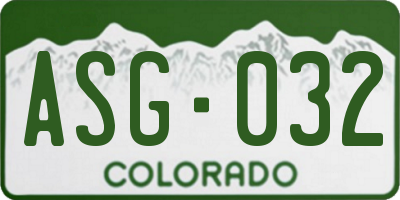 CO license plate ASG032