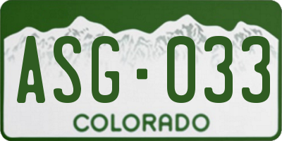 CO license plate ASG033
