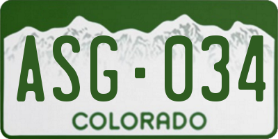 CO license plate ASG034