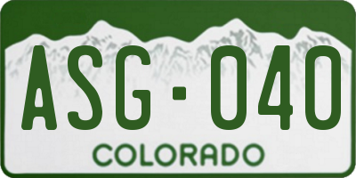 CO license plate ASG040