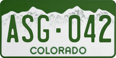 CO license plate ASG042