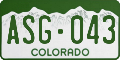 CO license plate ASG043