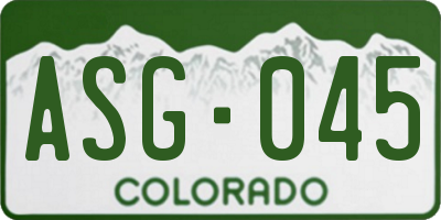 CO license plate ASG045