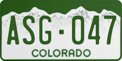 CO license plate ASG047