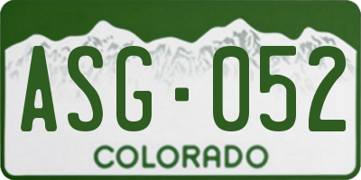 CO license plate ASG052