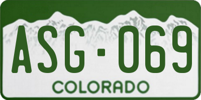 CO license plate ASG069