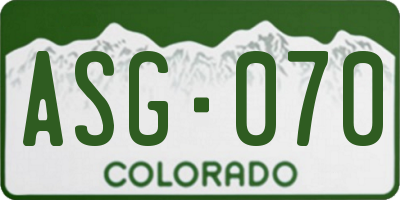 CO license plate ASG070