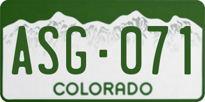 CO license plate ASG071