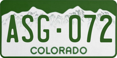 CO license plate ASG072