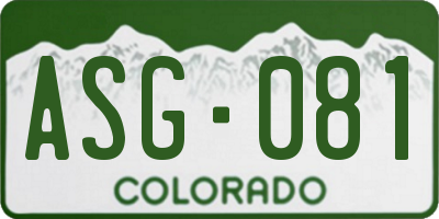 CO license plate ASG081