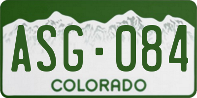 CO license plate ASG084