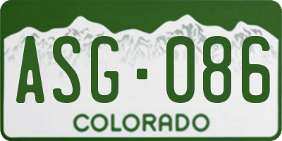 CO license plate ASG086