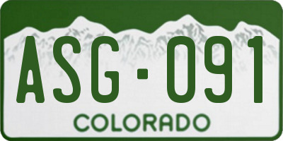 CO license plate ASG091