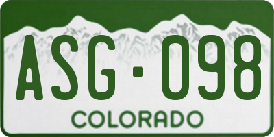 CO license plate ASG098