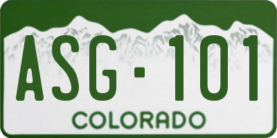 CO license plate ASG101