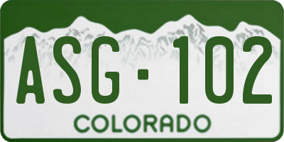 CO license plate ASG102