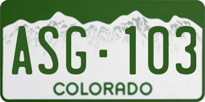 CO license plate ASG103