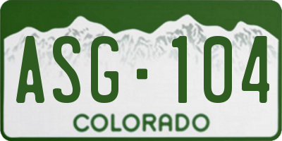 CO license plate ASG104