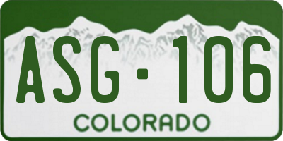 CO license plate ASG106