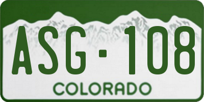 CO license plate ASG108