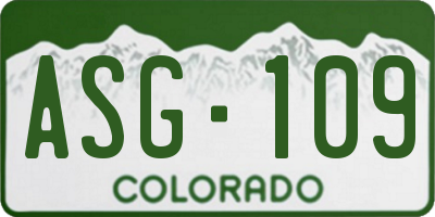 CO license plate ASG109