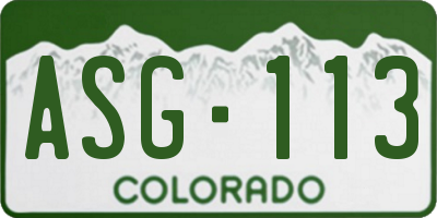 CO license plate ASG113