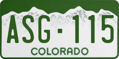 CO license plate ASG115