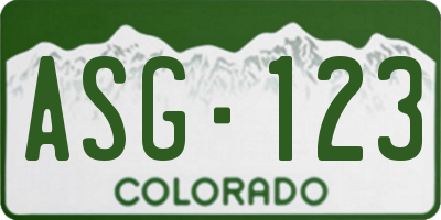 CO license plate ASG123