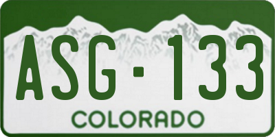 CO license plate ASG133