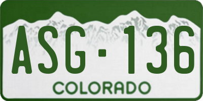 CO license plate ASG136