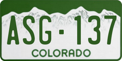 CO license plate ASG137