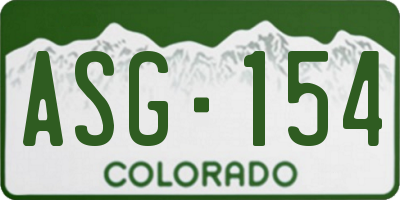 CO license plate ASG154