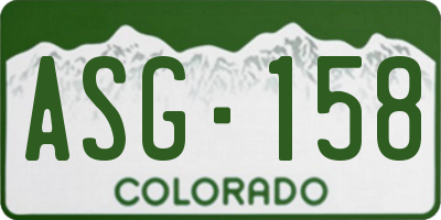 CO license plate ASG158