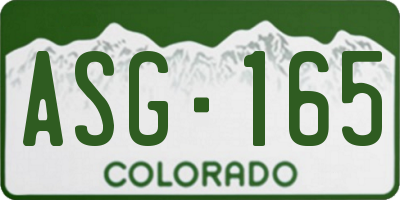 CO license plate ASG165