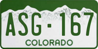 CO license plate ASG167
