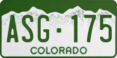 CO license plate ASG175