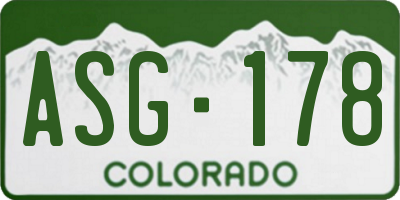 CO license plate ASG178