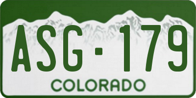 CO license plate ASG179
