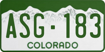 CO license plate ASG183