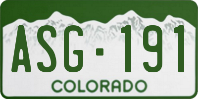 CO license plate ASG191