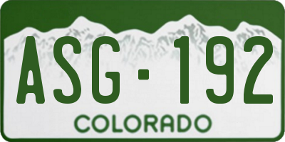 CO license plate ASG192