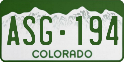 CO license plate ASG194