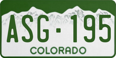 CO license plate ASG195