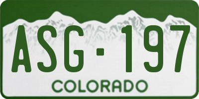 CO license plate ASG197