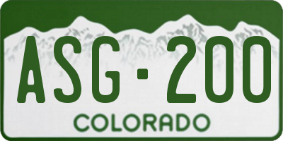CO license plate ASG200