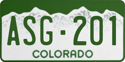 CO license plate ASG201
