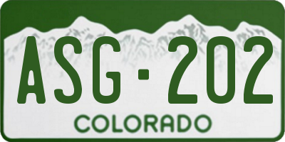CO license plate ASG202