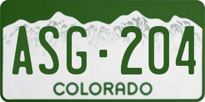 CO license plate ASG204